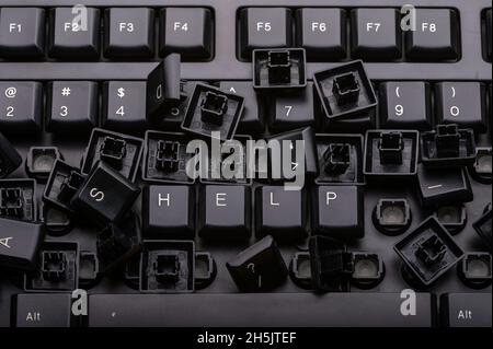 Help spelled out on a computer keyboard Stock Photo