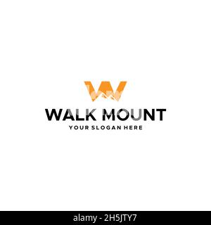 flat letter mark initial W walk mount Logo design Stock Vector