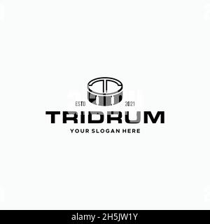 flat letter mark initial T TRIDRUM logo design Stock Vector