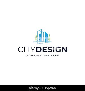 minimalist CITYDESIGN building villa Logo design Stock Vector