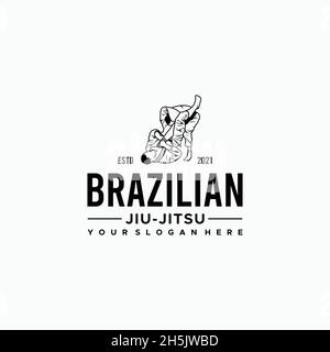 mascot BRAZILIAN wrestling people logo design Stock Vector