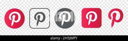 Pinterest logo isolated on transparent background Stock Vector