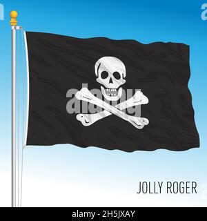 Jolly Roger Pirate flag, vector illustration Stock Vector