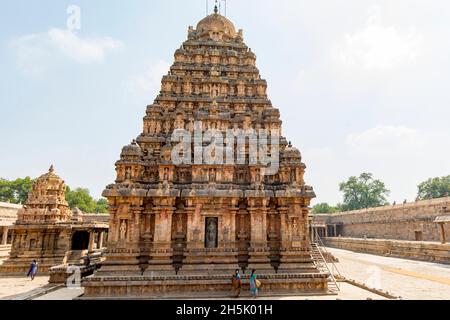 The Dravidian Chola era Airavatesvara Temple Complex in Darasuram, Tamil Nadu, India; Darasuram, Tamil Nadu, India Stock Photo