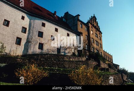 Colditz Castle in Saxony towering above the Mulde river, became famous during World War 2 as a POW camp for allied officers who undertook numerous spectacular escape attempts Stock Photo
