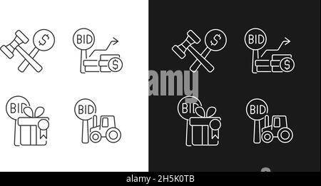 Agriculture auction components linear icons set for dark and light mode Stock Vector
