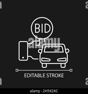 Vehicle auction linear icon for dark theme Stock Vector