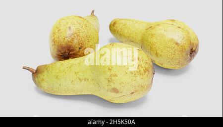 Three long pear isolated on white background Stock Photo