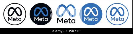 Kiev, November 10, 2021: Social network Facebook rebranding name to Meta. Editorial vector isolated on white Stock Vector