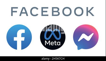 Metavers all apps icons logos, faceook, instagram messenger, portal, facebook portal, facebook Stock Vector