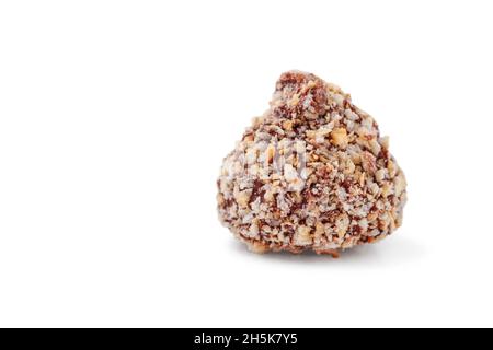 Candy cane truffle close up isolated on white Stock Photo