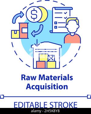 Raw materials acquisition concept icon Stock Vector