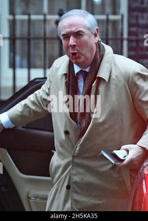 File photo dated 17/12/2019 of the then Attorney General Geoffrey Cox arriving in Downing Street, London for the first Cabinet meeting after the Conservative Party won the General Election. The MP for Torridge and West Devon has said he does not believe he has breached parliamentary rules after a video emerged appearing to show him undertaking external work from his Westminster office. Issue date: Wednesday November 10, 2021. Stock Photo