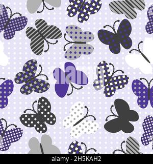 Seamless background with patterned butterflies Stock Photo