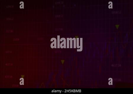 Reflection of charts on black background Stock Photo