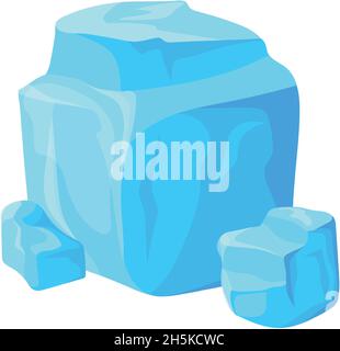 Cartoon ice pieces. White sign of ice for summer fresh drink, flat vector illustration isolated on white background Stock Vector