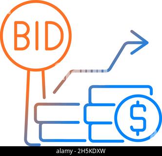 Bid increments gradient linear vector icon Stock Vector