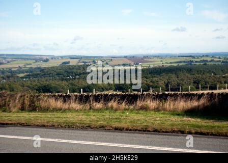 A68 road from The 68 Café, Toft Hill, Bishop Auckland, County Durham, UK Stock Photo