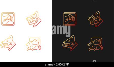 Pet treatment gradient icons set for dark and light mode Stock Vector