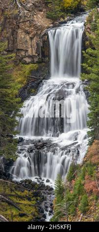Cascading waterfall of Undine Falls; Yellowstone National Park, United states of America Stock Photo