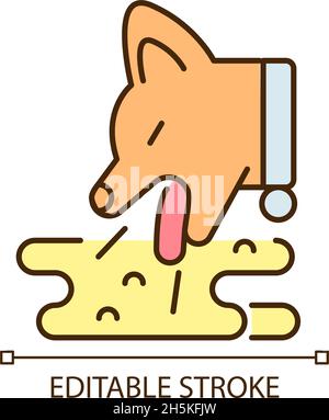 Vomiting pet RGB color icon Stock Vector