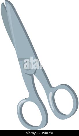 Cartoon gray scissors. School stationery shears, Tailors tool for cutting paper or hair, vector illustration isolated on white background Stock Vector