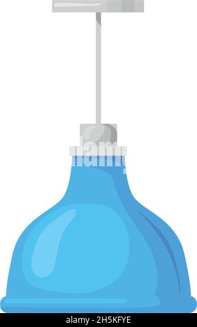 Cartoon pendant lamp. Blue chandelier, Illomination interior,graphic vector illustration isolated on white background Stock Vector