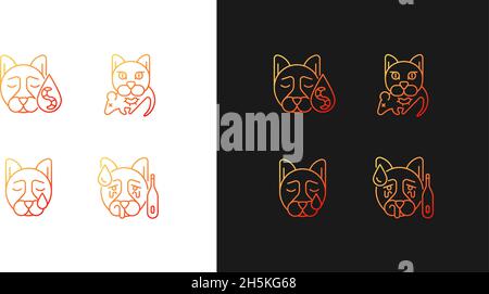 Pet infections gradient icons set for dark and light mode Stock Vector