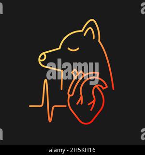 Pet heart disease gradient vector icon for dark theme Stock Vector