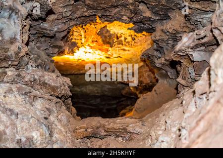 Natural rock formation inside the cave of a preseve park Stock Photo