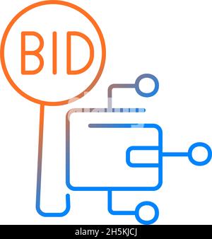 Cryptocurrency auction gradient linear vector icon Stock Vector