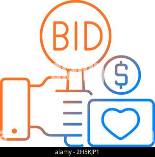 Charity auction gradient linear vector icon Stock Vector