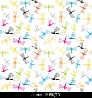 Background with cartoon dragonflies Stock Vector