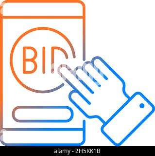 Auction mobile app gradient linear vector icon Stock Vector