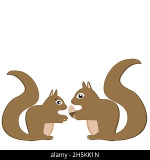 Greeting card with cartoon squirrels Stock Vector