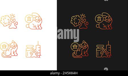 Pet parasites gradient icons set for dark and light mode Stock Vector