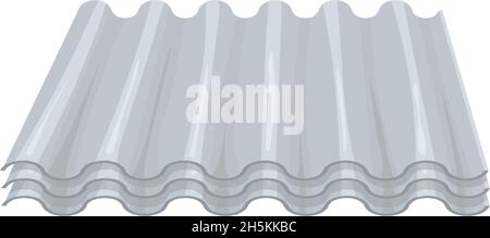 Construction slate. Metal roofing, galvanized zinc stell or asbestos corrugated sheets, profiling roof, building material, cartoon vector illustration isolated on white background Stock Vector
