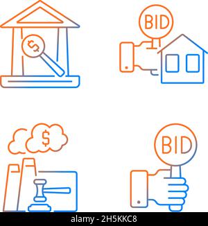 Bargaining for property gradient linear vector icons set Stock Vector