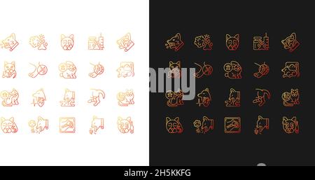 Pet disease gradient icons set for dark and light mode Stock Vector