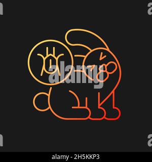 Ear infection gradient vector icon for dark theme Stock Vector