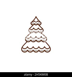 Christmas tree line icon. Vintage christmas tree Stock Vector