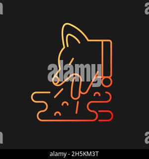 Vomiting pet gradient vector icon for dark theme Stock Vector