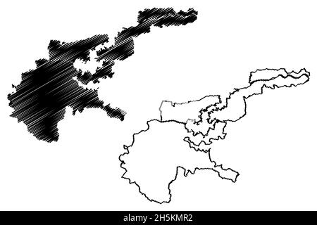 Tapi District (gujarat State, Republic Of India) Map Vector 