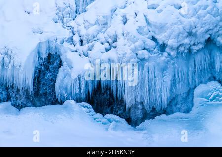 Close up of a frozen waterfall. Stock Photo