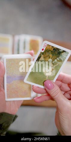 A vertical photo of a tarot card Stock Photo