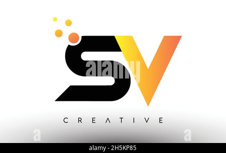 SV Dots Bubbles Letters in a Circle. SV Letter Design Logo with Purple ...