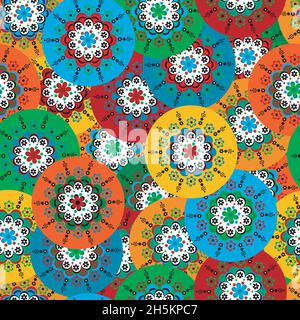 Round ornaments seamless with floral motifs Stock Vector