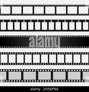 Film strips collection. Old retro cinema strip. Vector photo frame