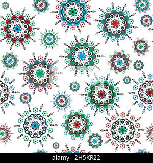 Floral seamless background with round colorful flowers Stock Vector