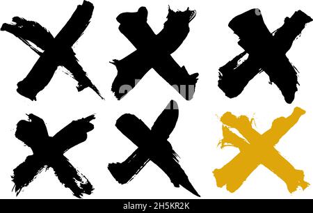 Drawing of x. Hand drawn Strokes. Strong brush marks. Hard vector stroke. Grunge. Doodle. scribbled stroke Stock Vector